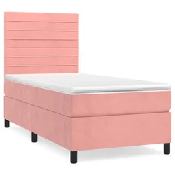 Vidaxl Box spring postelja z vzmetnico roza 80x200 cm žamet