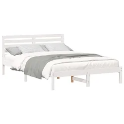 Vidaxl Konstrukcija postelje Bela 140 x 210 cm Masivno borovo les