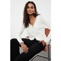Trendyol Ecru Shaggy Knitwear Cardigan