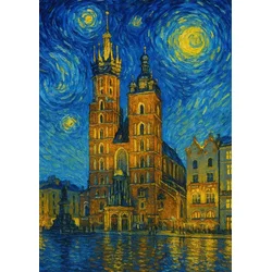 Plakat 50x70 cm Krakow v slogu Van Gogha