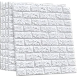 3D Opečna Samolepilna Tapeta - Bela KP38307