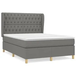 Vidaxl Box spring postelja z vzmetnico temno siva 140x200 cm blago