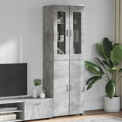 Highboard s policom FLORIN Betonski sivi 60 x 35 x 182 cm