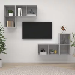 Zidni TV ormarići 4 kom siva boja betona od konstruiranog drva