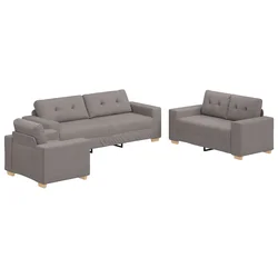 Sofa 3 pcs Sivo-smeđa 221 x 80 x 80 cm Platnasta tkanina