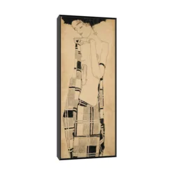Canvas Slika na platnu Standing Girl, Egon Schiele, Sa ramom, 30 x 75 cm, Crni
