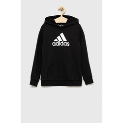 Otroški pulover adidas U BL črna barva, s kapuco