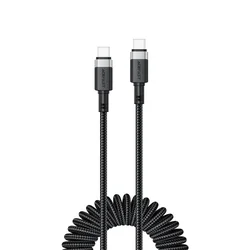 AceFast Spiralni kabel USB-C – USB-C 480 Mb/s 3 A 1,2 m – črn