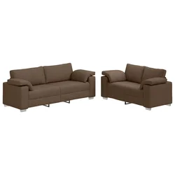 Vidaxl Kavč 2 szt. Rjava 219 x 80 x 82 cm blago