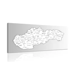 Slika črno-beli zemljevid Slovaške - 140x70