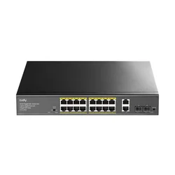 CUDY GS1018PS2 16-Port Gigabit PoE+ Switch with 2 Uplink Gigabit Ports and 2 Gigabit SFP Slots 200W