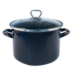 FACKELMANN Lonac+stakleni poklopac 20cm Emajl 4L, Plavi