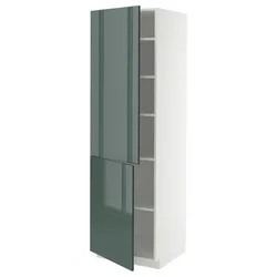 METOD Visoki element s policama/2 vrata, bela/Kallarp tamna sivozelena visokog sjaja, 60x60x200 cm