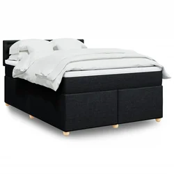 Box spring posteljni z vzmetnico črn 140x190 cm blago