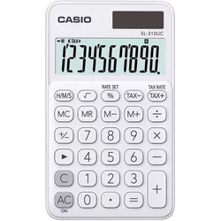 Casio Bela prenosna kalkulator CASIO SL-310UC-WE, 10-mestni zaslon, ergonomska oblika, osnovne funkcije, akumulatorsko in solarno napajanje