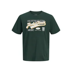 JACK & JONES Majica rumena / temno zelena / bela