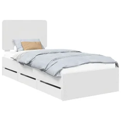 Vidaxl Konstrukcija postelje Bela 100 x 200 cm Inženirsko leseno