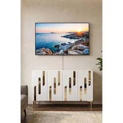 Hanah Home komoda Ece 120, 120 cm, bela / zlatna
