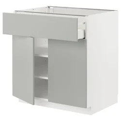 METOD / MAXIMERA Podni element s fiokom/2 vrata, bela/Havstorp svetlosiva, 80x60 cm