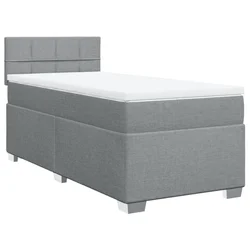 Vidaxl Box spring postelja z vzmetnico svetlo siv 100x200 cm blago