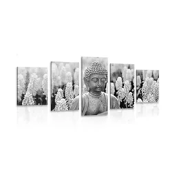 5-delna slika jin in jang Buda v črnobeli varianti - 150x75