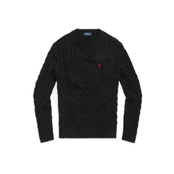 Polo Ralph Lauren  PULL COL ROND EN MAILLE TORSADEE  Črna