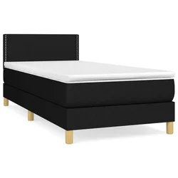 Vidaxl Box spring postelja z vzmetnico črna 100x200 cm blago