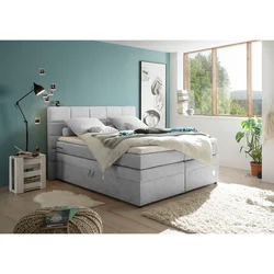 MID.YOU POSTELJA BOXSPRING 180 cm  x 200 cm , tekstil srebrne barve