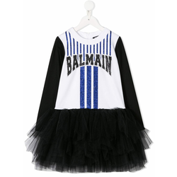 Balmain Kids - tulle logo dress - kids - White