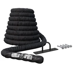 Gorilla Sports Kanap za trening ’’Battle Rope’’ sa zidnim nosačem (1500 cm x 3,8 cm) ( 101223-00019-0241 )