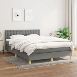 Greatstore Box spring postelja z vzmetnico temno siva 140x200 cm blago