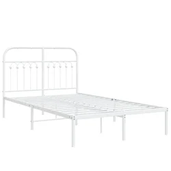 Vidaxl Kovinski posteljni okvir z vzglavjem bel 120x200 cm