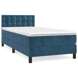 Vidaxl Box spring postelja z vzmetnico temno modra 100x200 cm žamet