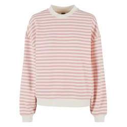 Womens Oversized Striped Sweatshirt - Pink/Cream