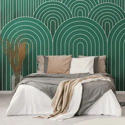 Samolepilna tapeta zeleni vzorec mavrice Mid-Century - 343x231
