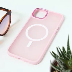 Torbica Magsafe colorful za iPhone 15 Plus 6.7 roze