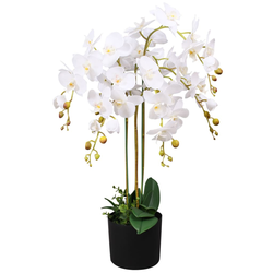 vidaXL Umetna rastlina orhideja v loncu 75 cm bela