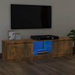 TV ormarić s LED svjetlima boja dimljenog hrasta 120x30x36 cm