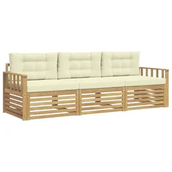 Set vanjskih sofa s jastukom 3 pcs Bijela i krem Poliester
