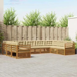 Set vanjskih sofa 9 pcs Prirodna i bež Čvrsto drvo akacije