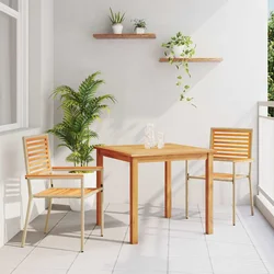 Vrtni set za objed 3 pcs Bež Čvrsto drvo akacije