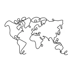 Wallity Zidna dekoracija World Map 1, 120x70cm, Crna