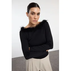 Trendyol Black Collar Detailed Knitwear Sweater