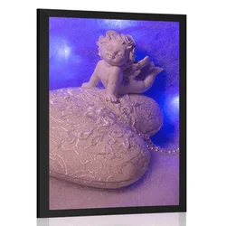 Plakat angelček s srčkom - 20x30 silver