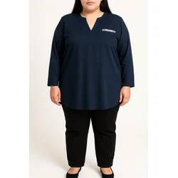 Plus size bluza, temno modra