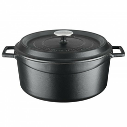 Litoželezna posoda - lonec 28 cm - Bel emajl črna LAVA