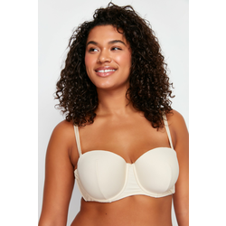 Trendyol Curve Beige Ribbed Strapless Bra
