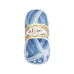 Preja DIVA BATIK - 100 g / 350 m - svetlo modra, temno modra