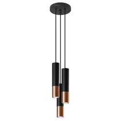 Sollux SL.0949 - Luster na sajli LOOPEZ 3xGU10/10W/230V okrugli, crni/bakarni