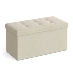 Tabure s prostorom za shranjevanje OTTOMAN 76x38 cm, smetanast